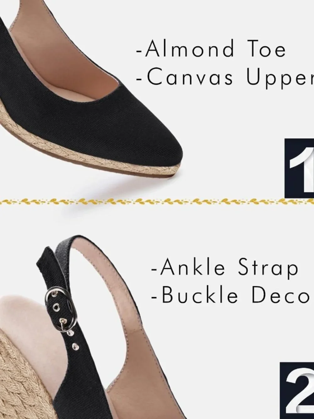Comfortable Closed Toe Slingback Wedge Sandals - Casual Espadrilles for Summer